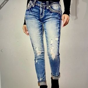 Rock Revival Iselin Ankle Relaxed Skinny Stretch Jean Size 31